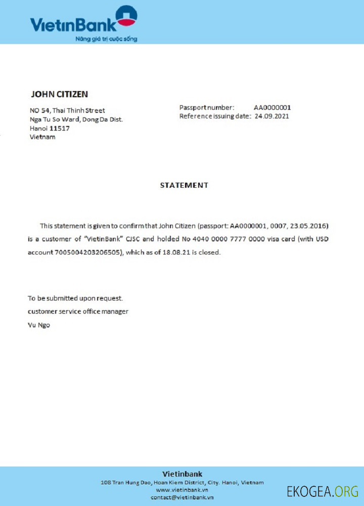 Référence Vietnam , Vietinbank , closure